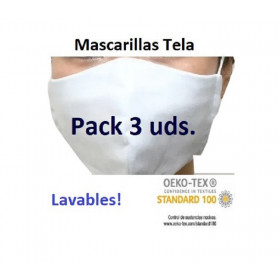 Mascarilla tela (lavable) Pack